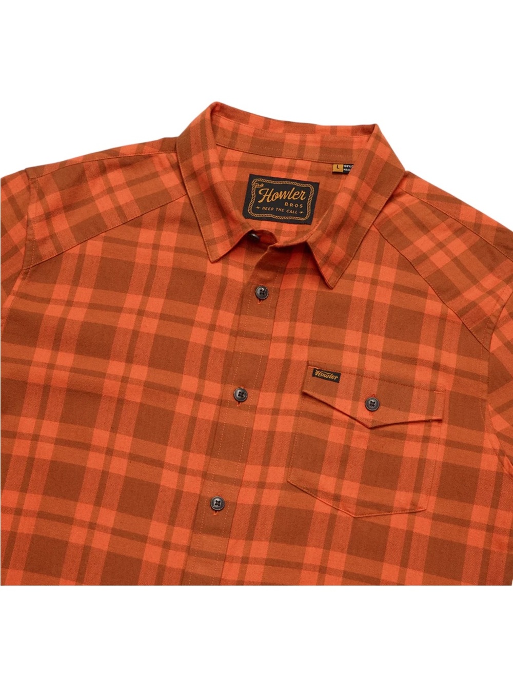 NWT Howler Bros LA Grange Lightweight Flannel Size Small S Orange Button Down - Picture 3 of 6